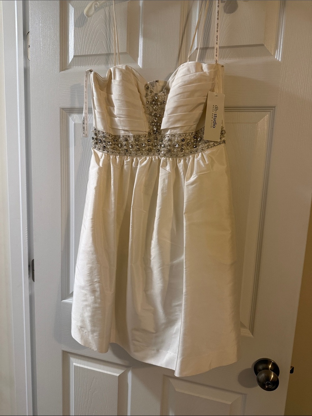 Sleeveless Ivory Beaded A-Line Wedding Dress by GS Studio